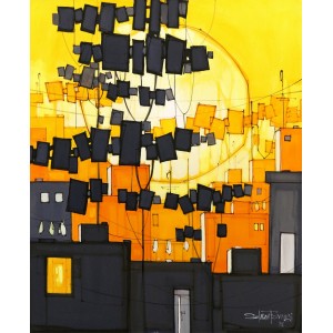 Salman Farooqi, 30 x 36 Inch, Acrylic on Canvas, Cityscape Painting, AC-SF-198